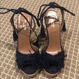 Aquazzura Navy Wedge shoes